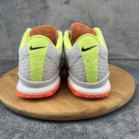 Nike Court Tennis Shoes Womens Size 12 White Black Volt Orange 845046-013 - Picture 4 of 10